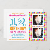 Tee oder Tween farbiges Foto Geburtstag Einladung (Vorne/Hinten)