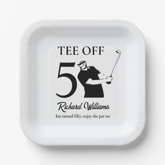 Tee Off Beginn einer neuen Ära Männer 50. Geburtst Pappteller (Vorderseite)