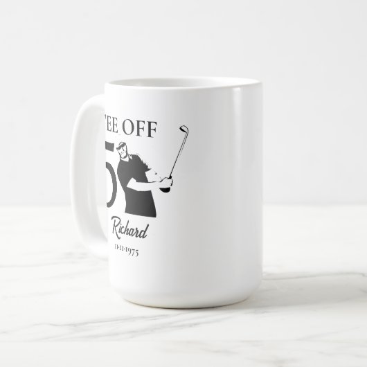 Tee Off Start of A New Era Men's 50th Birthday Kaffeetasse (Vorderseite Links)
