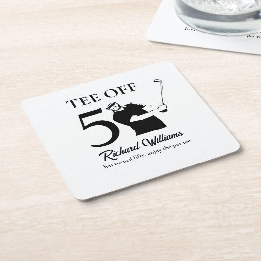 Tee Off Start of A New Era Men's 50th Birthday Rechteckiger Pappuntersetzer (angewinkelt)