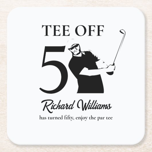 Tee Off Start of A New Era Men's 50th Birthday Rechteckiger Pappuntersetzer (Vorderseite)