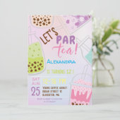Tee par bobba tea Geburtstag Einladung (Stehend Vorderseite)