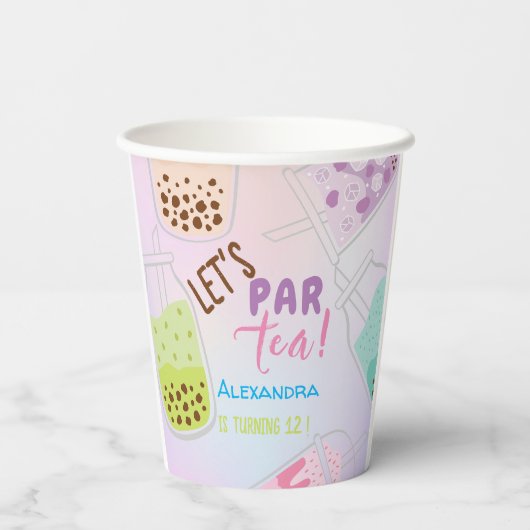 Tee par bobba tea Geburtstag Pappbecher (Rückseite)