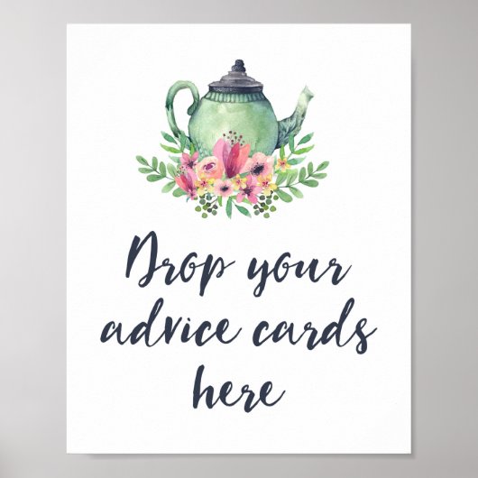 Tee Party Advice Cards Baby-Brautparty Poster (Vorne)