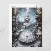 Tee Party Alice im Wunderland Fantasy AI Art Postkarte (Vorne/Hinten)