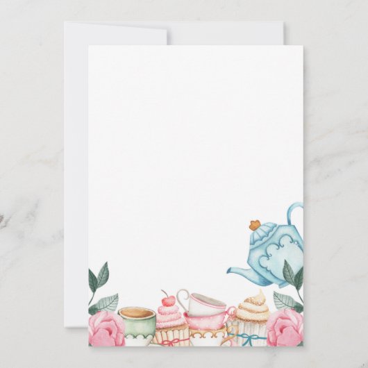 Tee-Party Aquarell BläsernBaby-Dusche Einladung (Rückseite)
