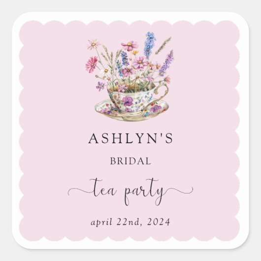 Tee-Party-Aufkleber aus Brautparty Quadratischer Aufkleber (Vorderseite)