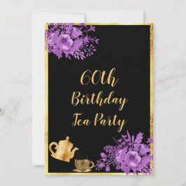Tee Party aus schwarzem Gold lila Einladung