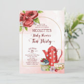 Tee Party Baby Dusche Einladung Vorlage (Stehend Vorderseite)