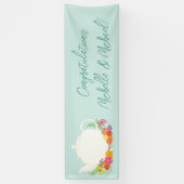 Tee Party Baby Dusche Teapot Frühlingsflora Banner (Vertikal)