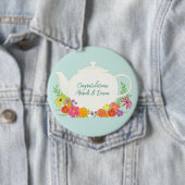 Tee Party Baby Dusche Teapot Frühlingsflora Button (Beispiel)