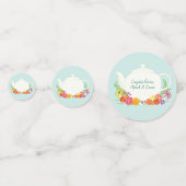 Tee Party Baby Dusche Teapot Frühlingsflora Konfetti (Vorderseiten)