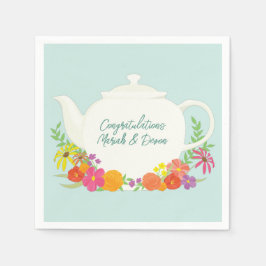 Tee Party Baby Dusche Teapot Frühlingsflora Serviette
