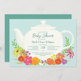 Tee-Party Baby-Dusche Teekanne Einladung