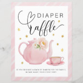 Tee-Party Baby Dusche Windeln Raffle Schild (Vorderseite)