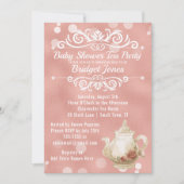 Tee-Party-Baby-Duschen-Einladungs-Rosen-Gold Einladung (Vorderseite)