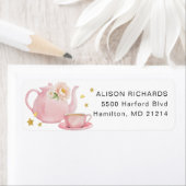 Tee-Party Baby Shower Rücksendeadresse Etikett (Insitu)