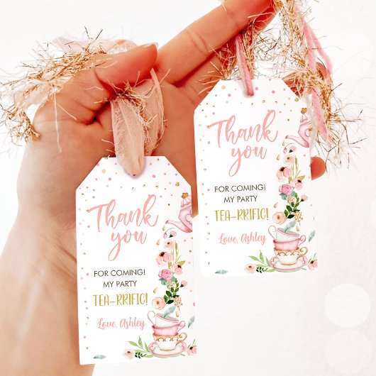 Tee Party Baby wird Girl Pink Babydusche brauen Geschenkanhänger