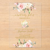 Tee-Party Babydusche Akryllische Einladung (Vorderseite)