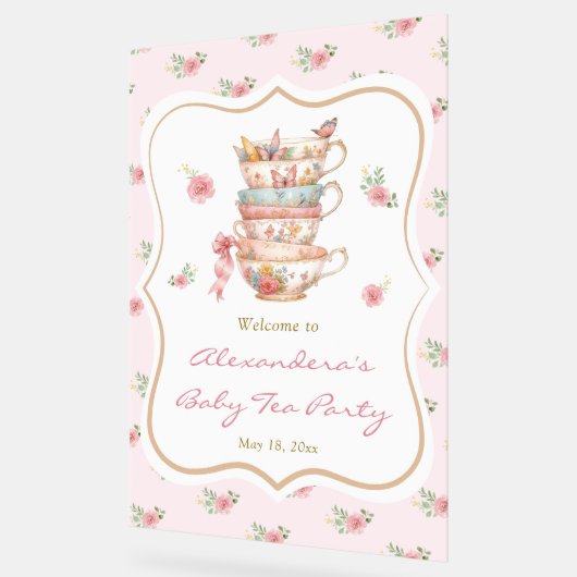 Tee-Party Babydusche Begrüßung Acrylschild (Winkel)