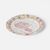 Tee-Party Babydusche Blumenpapier Teller (Schrägansicht)