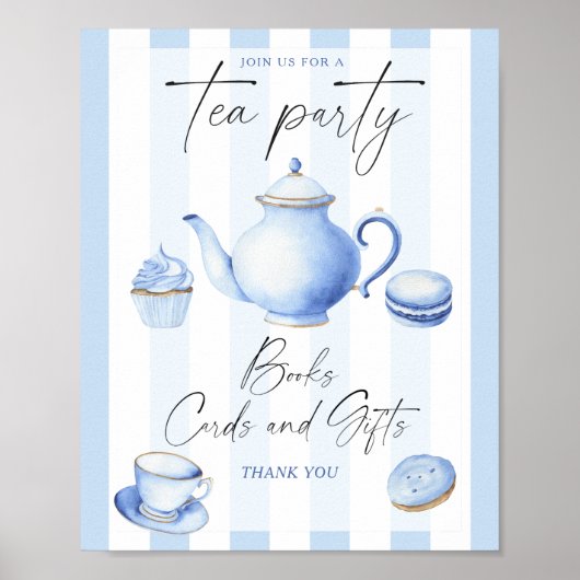 Tee-Party Babydusche Büchskarten und -geschenke Poster (Vorne)