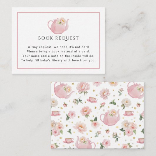 Tee-Party Babydusche Buchungskarte Begleitkarte (Vorne/Hinten)