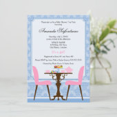 Tee-Party-Babydusche Einladung (Stehend Vorderseite)