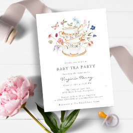 Tee-Party-Babydusche Einladung