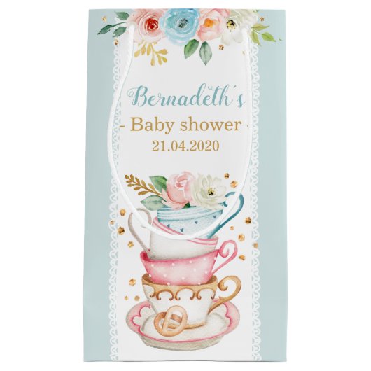 Tee Party Babydusche Kleine Geschenktüte (Vorderseite)