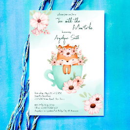 Tee-Party Babydusche niedlicher Babyfuchs in einer Einladung