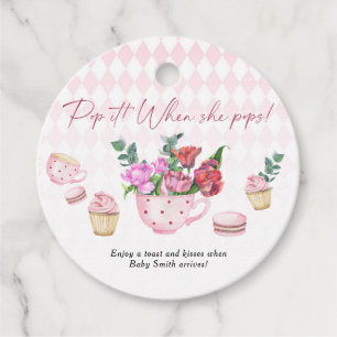 Tee Party Babydusche - Pop! Wenn sie Pop! Geschenkanhänger