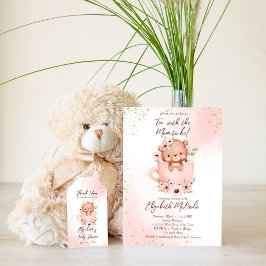 Tee-Party Babydusche rosa Teddy in einer Tasse Einladung