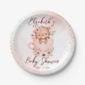 Tee-Party Babydusche rosa Teddy in einer Tasse nac Pappteller (Vorderseite)
