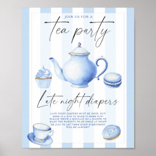 Tee-Party Babydusche Spätabend Windeln Spiel Poster