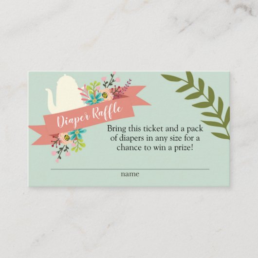 Tee-Party Babydusche Windelwaschkarte Begleitkarte (Vorderseite)
