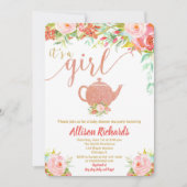 Tee-Party-Babyduschen-Einladungs-Rosengold Einladung (Vorderseite)