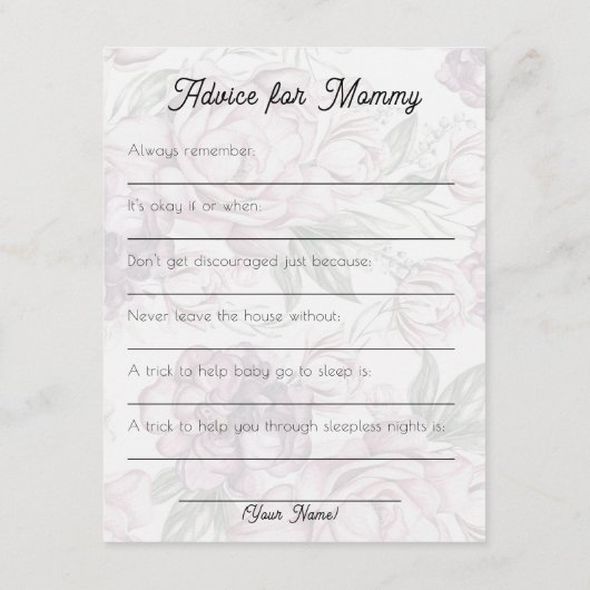 Tee-Party Babyduschratenkarte Begleitkarte (Rückseite)