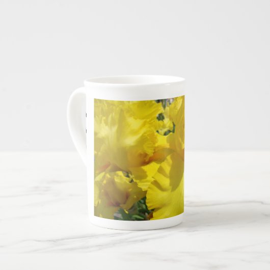 Tee Party Becher Tasse Gelbe Iris Blume Blumenkohl (Vorderseite Links)