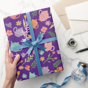 Tee Party Birthday Bridal Ostern Frühlingsflora Geschenkpapier