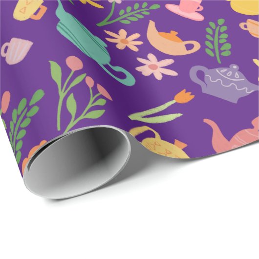 Tee Party Birthday Bridal Ostern Frühlingsflora Geschenkpapier (Rolleneckpunkt)