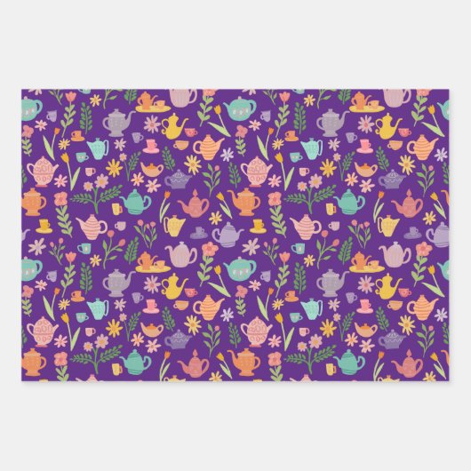 Tee Party Birthday Bridal Ostern Frühlingsflora Geschenkpapier Set (Vorderseite)