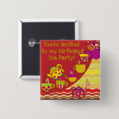 Tee Party Birthday Button (Vorne & Hinten)
