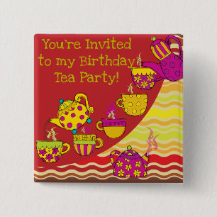 Tee Party Birthday Button