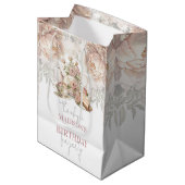 Tee Party Birthday Floral Personalisiert Mittlere Geschenktüte (Vorderseite Schrägansicht)