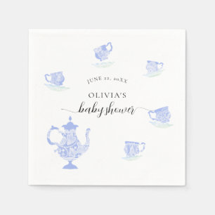 Tee Party Blue China Lace Classic Boy Baby Dusche Serviette