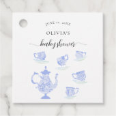 Tee Party Blue China Sweet Lace Boy Baby Dusche Geschenkanhänger (Vorderseite)