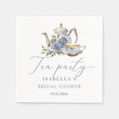 Tee Party Blue Floral Elegantes Brautparty Serviette (Vorderseite)