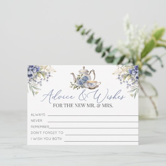 Tee-Party Blumenberater und Wünsche Brautparty Begleitkarte (Stehend Vorderseite)