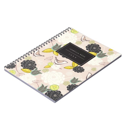 Tee Party Blumenblüten mit Birds Custom Notebook Notizblock (Linke Seite)